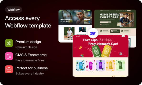 Webflow all-access pass to premium website templates