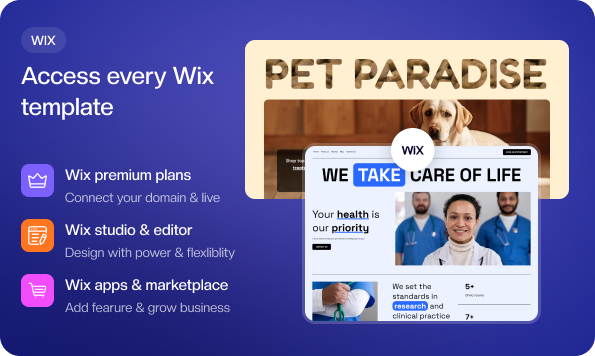 Wix all-access pass to a complete template collection